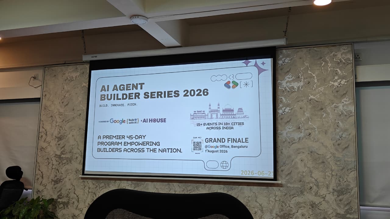 AI Agent Builder Series 2026 opening slide, powered by Google and AI House